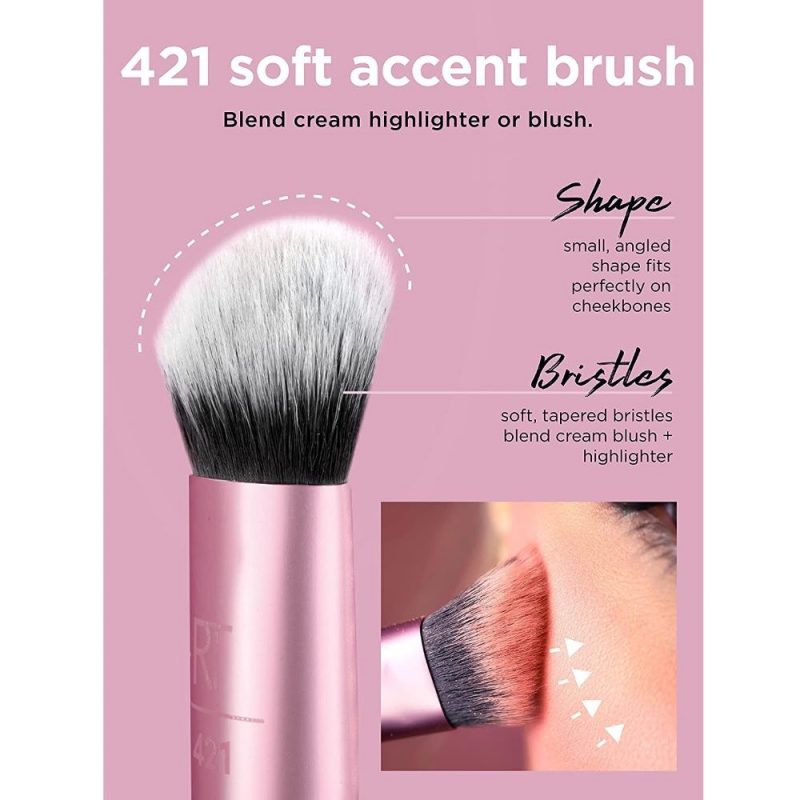 Real Techniques Artist Essentials Brush for Foundation + Contour + Highlighter + Blush + Liner + Lipstick - Image 3